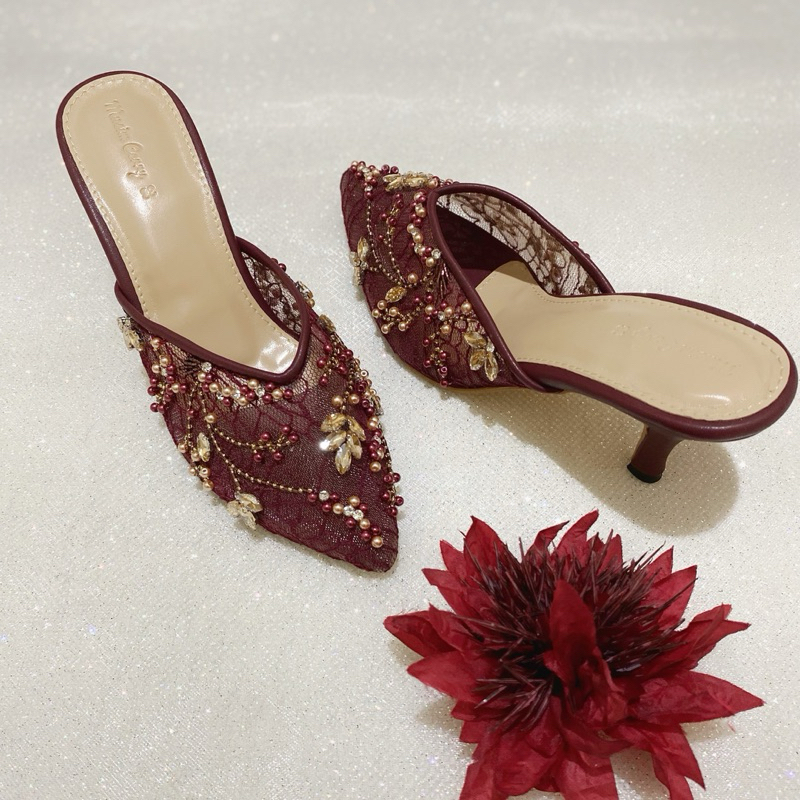 SUZAN BURGUNDI WEDDING SHOES WEDDING SHOES รองเท้าปาร์ตี้