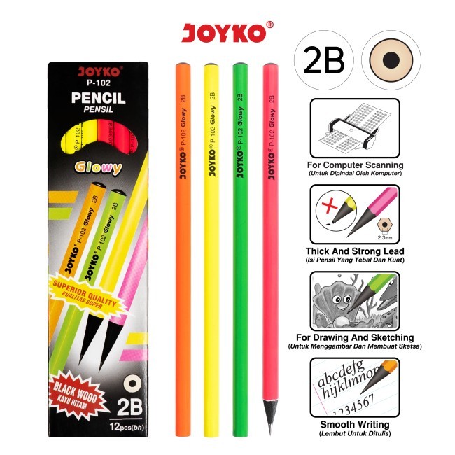 2B WOODEN PENCIL / JOYKO 2B GLOWY WOODEN PENCIL / 2B PENCIL