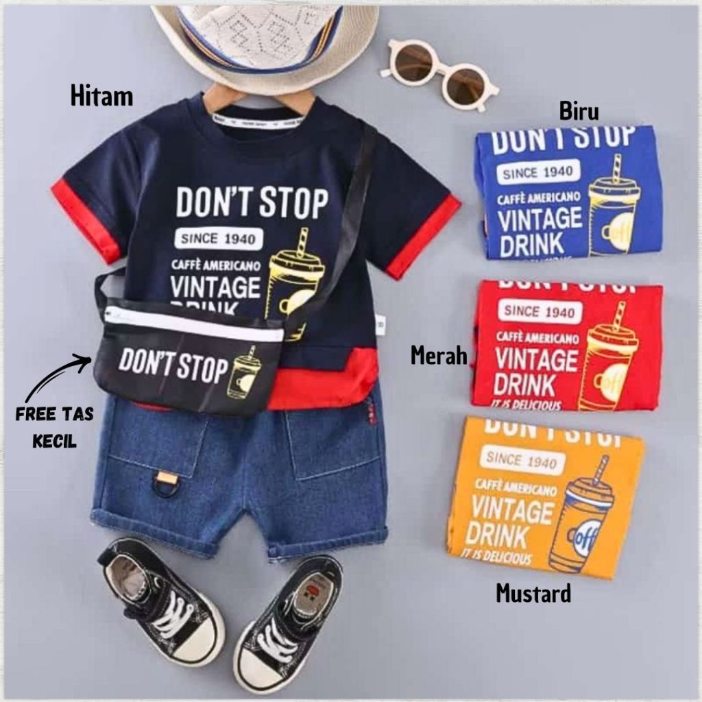 ชุดเสื้อยืดและกางเกงยีนส์ HONE BABY สําหรับ BOYS 0-3 ปี ฟรีกระเป๋า