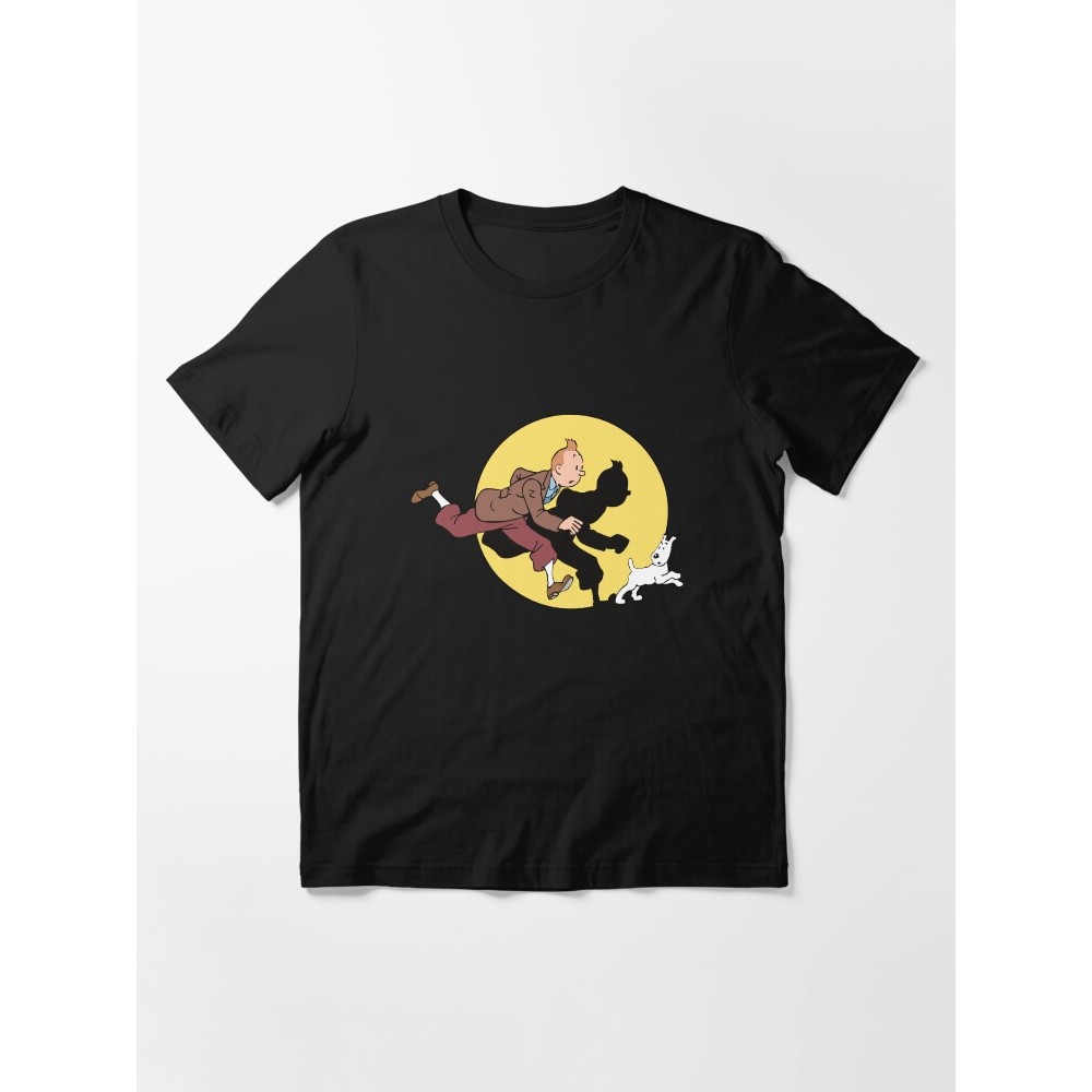 เสื้อยืด Adventure TinTin 80s เสื้อยืดการ์ตูน Essential