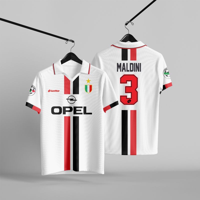 ACM 1996 AWAY JERSEY พิเศษ MALDINI ชื่อและหมายเลขด้านหลังฟรี
