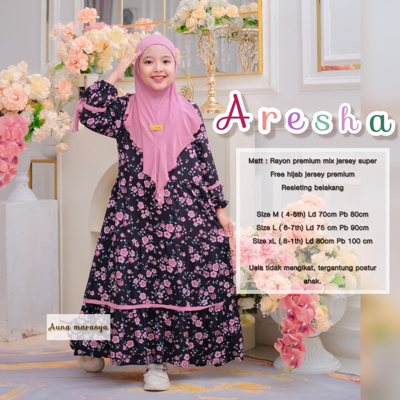 Auna Marasya~ Aresha Kids Set Hijab premium gamis เด็กมุสลิม gamis สําหรับเด็กผู้หญิง