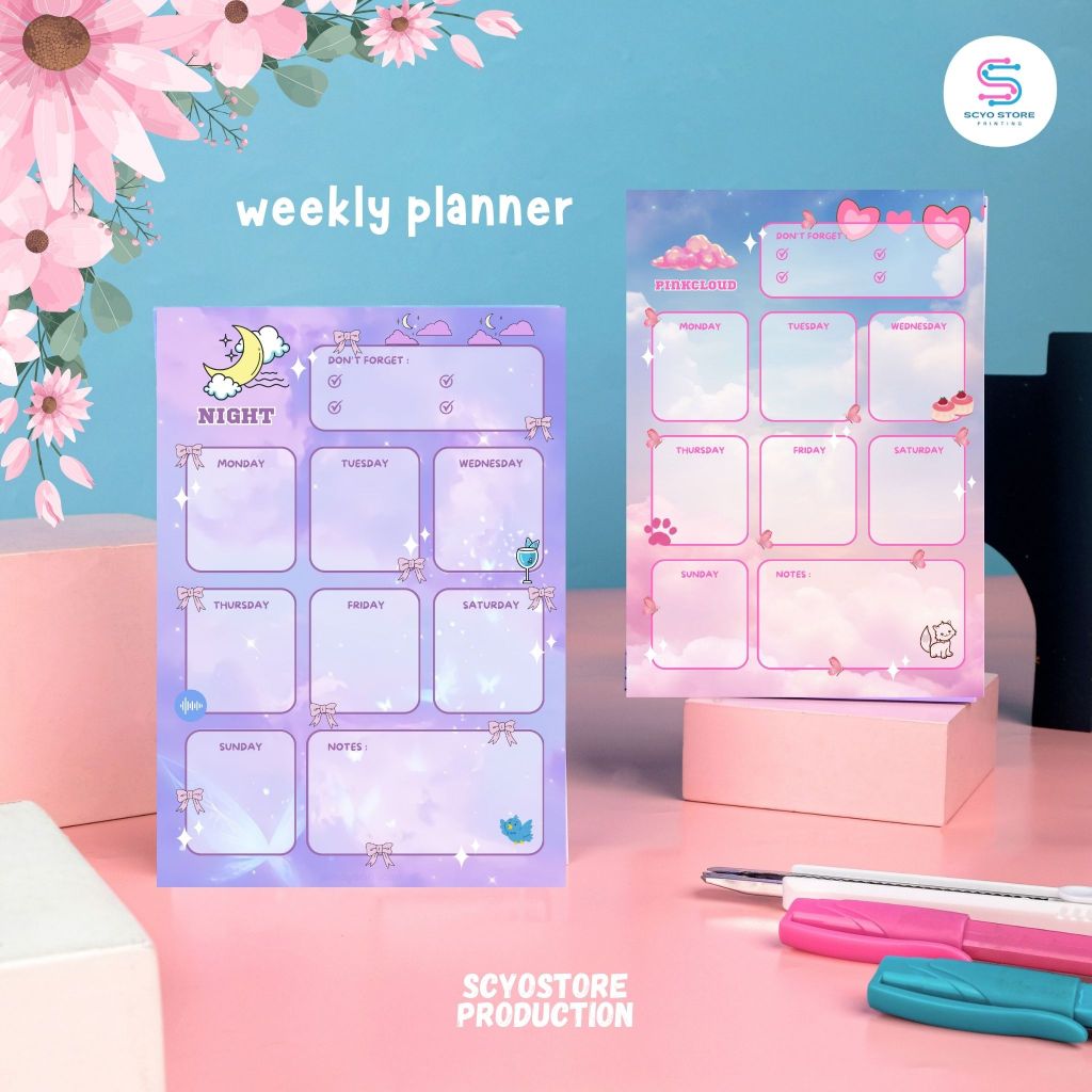 หนังสือวาระรายสัปดาห์ A6 Aesthetic Weekly Planner 30 แผ่น
