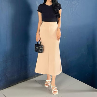 Mermaid Skirt - Rok Flare Wanita - Rok Mermaid Basic Polos - Mermaid Maxi Skirt Rok Panjang Wanita