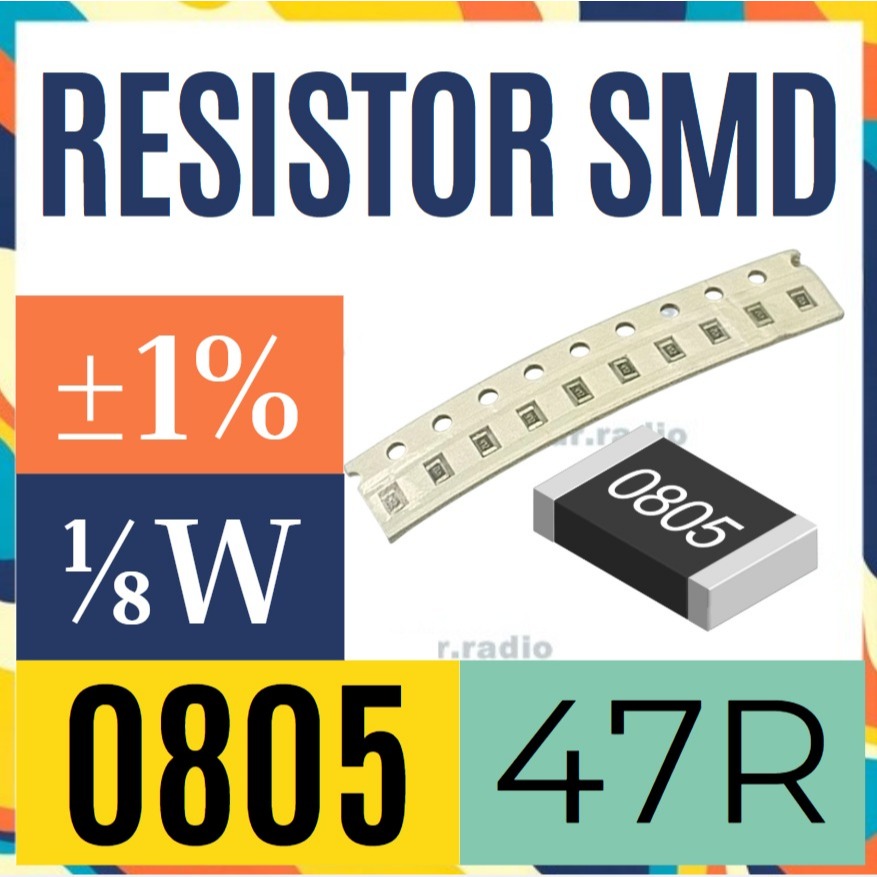 10 ชิ้น R ตัวต้านทาน 47R โอห์ม smd 08805 47 R 47 โอห์ม 1%