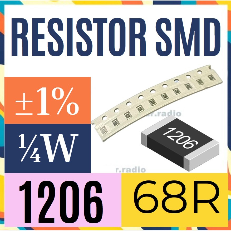 10 ชิ้น R Resistor 68R ohm smd 1206 168 R 68 Ohm 1%
