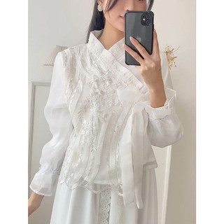 Lavanya - Esme jeogori atasan wanita korea style / hanbok embroidery flower organza / katun bunga / atasan wanita kekinian / jeogori modern / korean outfit / jeogori modern hijab / baju atasan wanita terbaru