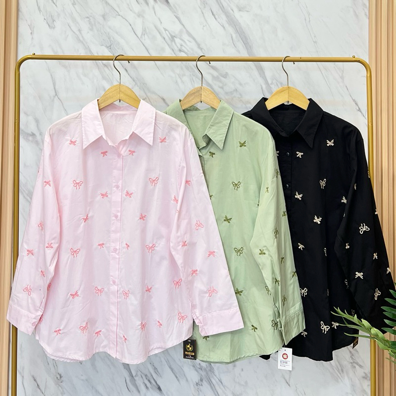 เสื้อ EMBROIDERED OVERSIZED TOP 4737 || แฟชั่นผู้หญิง BLOUSE