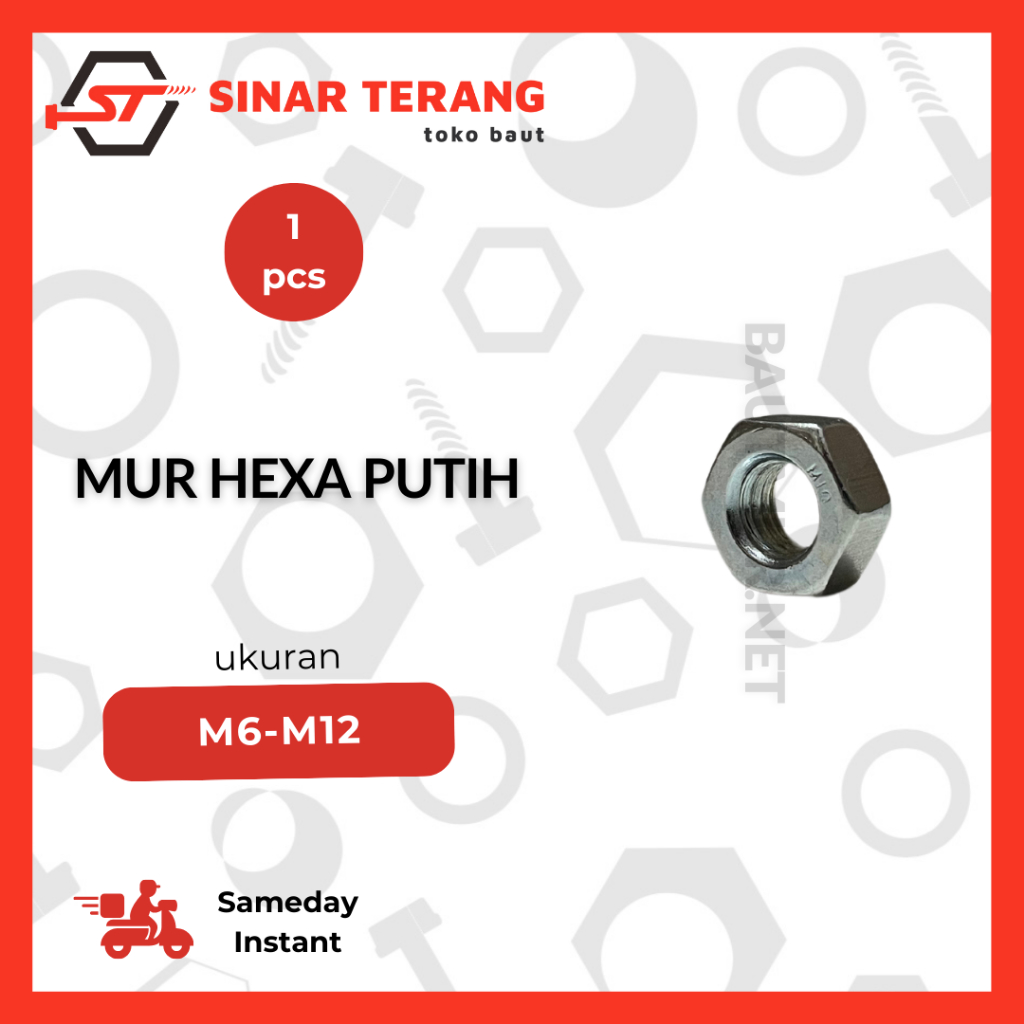น็อตขาวขาว M6 - M12*