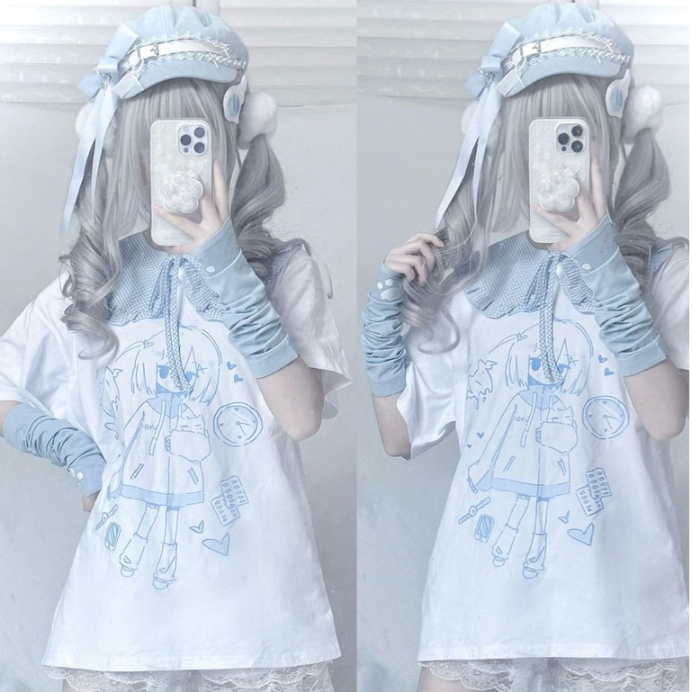 ระบบสีน้ําสไตล์ญี่ปุ่นสีน้ํา Sub-Culture Water Color Series แขนสั้นสองมิติ