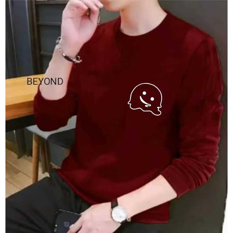 เสื้อยืด TOP สําหรับผู้ชายผู้ใหญ่พร้อม EMOJI FACE MOTIF, TRENDY DTF PRINT