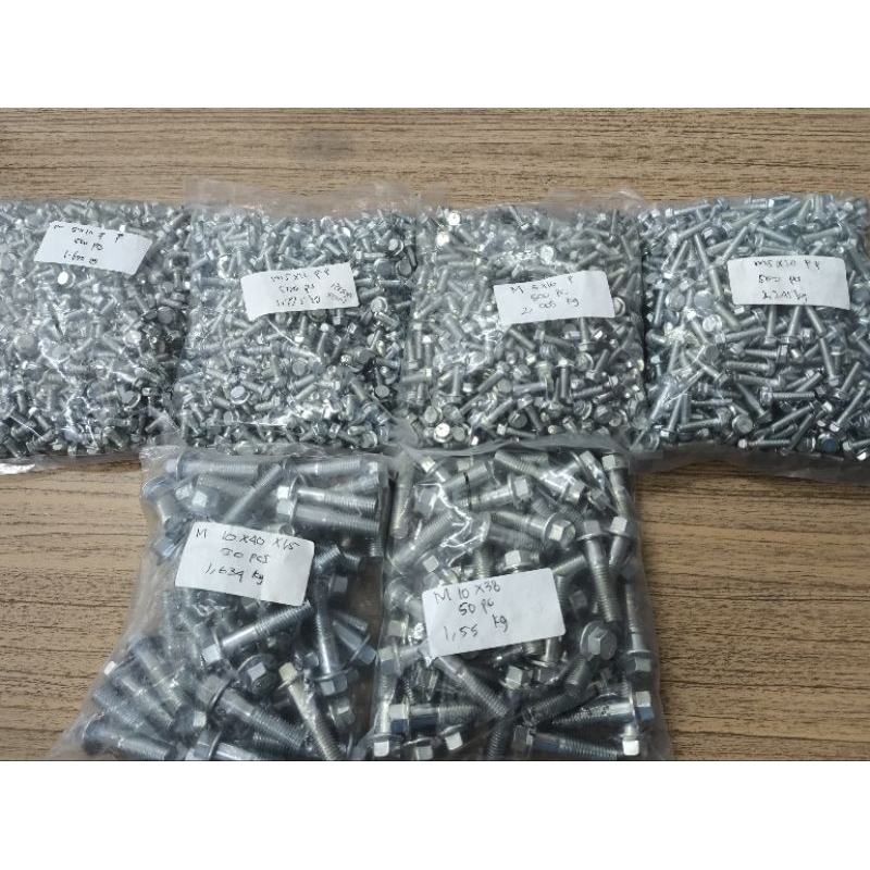 สลักเกลียวหน้าแปลนหกเหลี่ยมหัวแบน M5x10 / M5x12 / M5x16 / M5x20 / M10x38 / M10x40