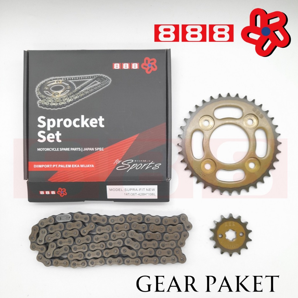 ชุดเกียร์โซ่ 888 Gir แพ็คเกจ + ชุดโซ่ขับเคลื่อนโซ่ ชุดเฟือง Vixion Supra Fit New Jupiter Z