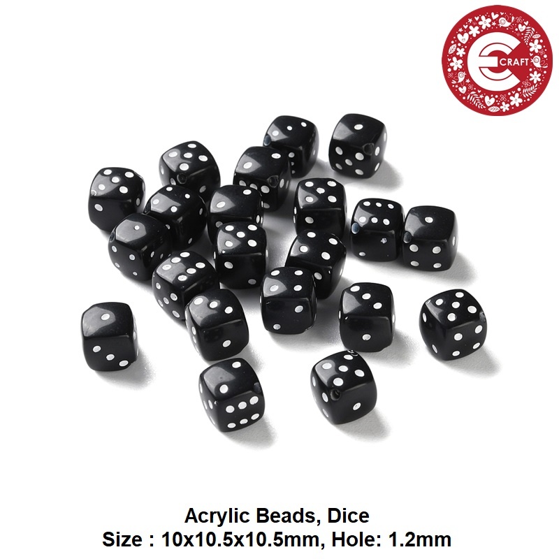8MM สีดํา DICE ACRYLIC BEADS