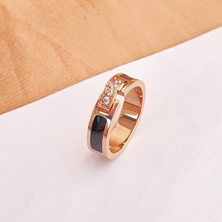 HAYYU Cincin Huruf H Titanium Gold Anti Karat Aksesoris Wanita Korean Style JW-1013