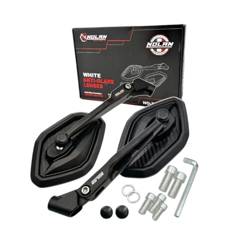 Nolan nexus carbon กระจกมองหลังอเนกประสงค์, กระจกมองหลังรถจักรยานยนต์คาร์บอนสากล, nxm, vario, pcx, adv, cbr, บีท, mio