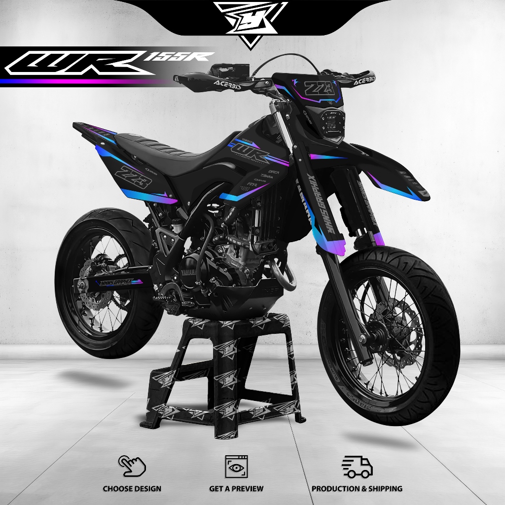 YAMAHA WR 155 FULL BODY CUSTOM STICKER DECAL – Neon Strike Edition | YHNS