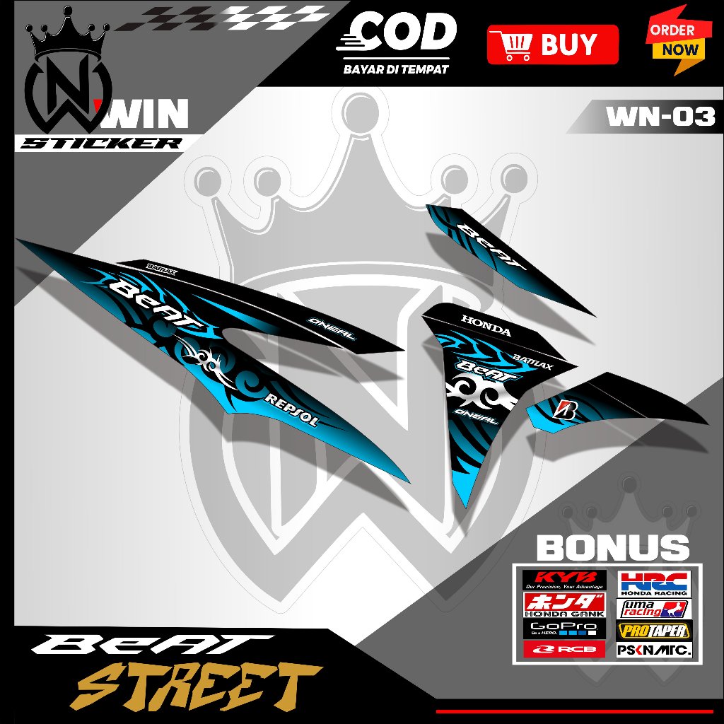 Beat New 2024 Facelift Racing Motif Striping Stickers WN-03 / ล่าสุด Beat New 2024 Striping Most Wan