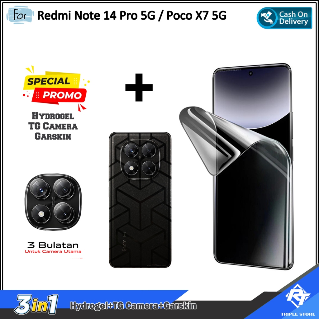 แพ็คเกจไฮโดรเจล 3in1 Xiaomi Poco X7 5G X7 Pro 5G Poco X6 Pro 5G Poco X6 5G ฟรีกล้อง TG และ Garskin