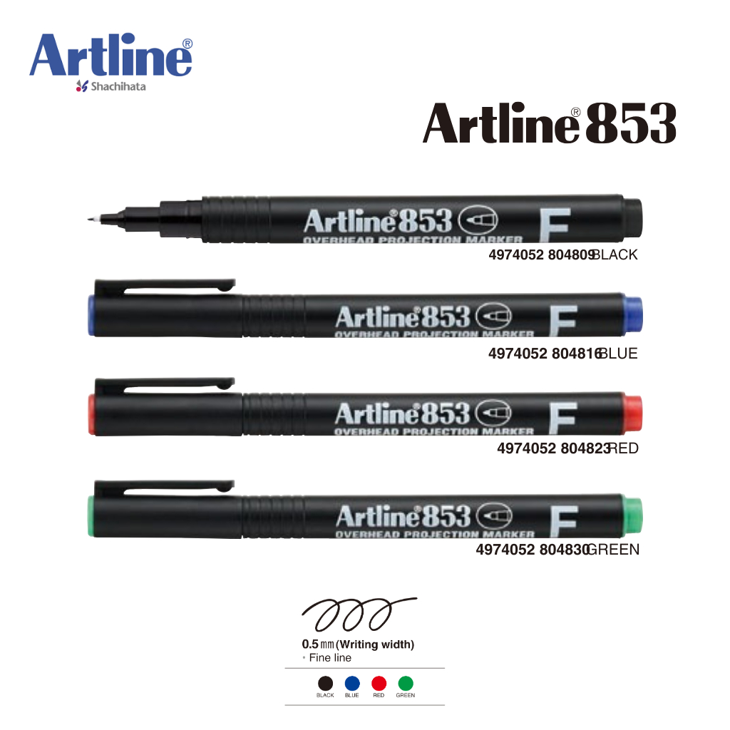 Artline OHP Overhead Project ปากกามาร์กเกอร์ถาวร F Fine Line EK-853N