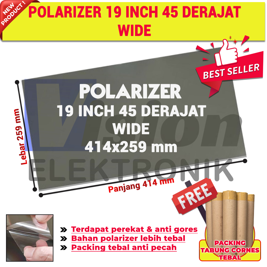 POLARITIZER LCD 19 INCH 45 DEGREE POLAR LCD LED 19 นิ้ว 45 องศา มิติ 414*29 MM WIDE