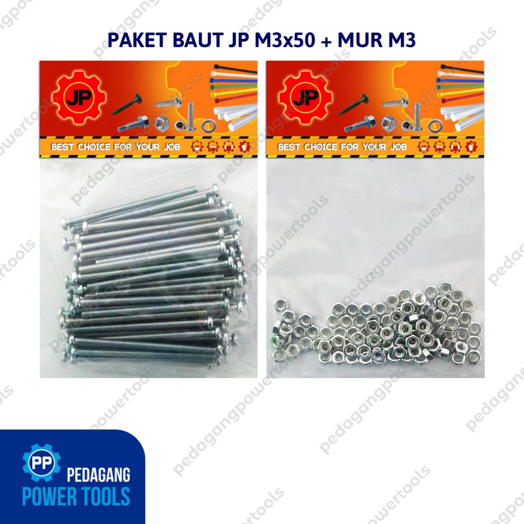 แพ็คเกจ 2 ชุด 3x50 BOLT NUT JP M 3 x 50 MM M3 NUT SCREW COTENTS 100 ชิ้น