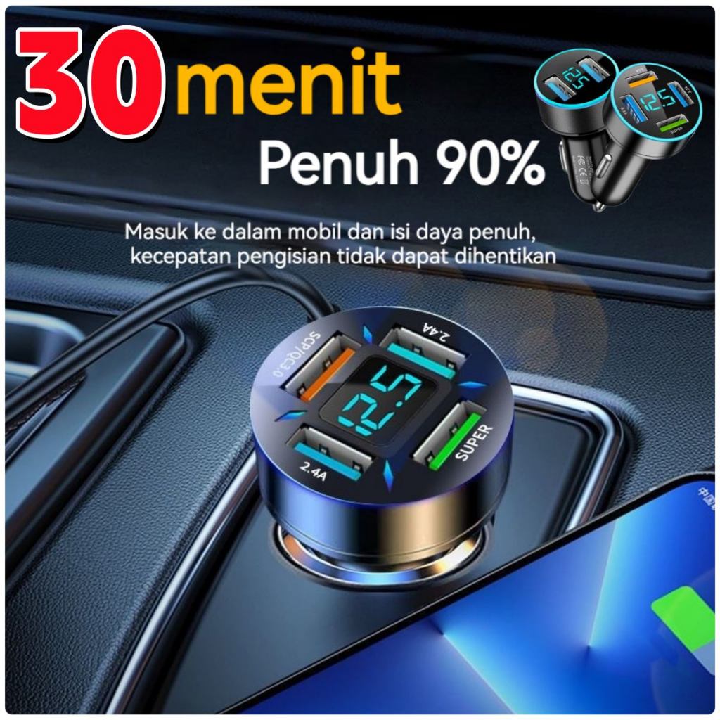 Universal Car Charger 4USB 100W Charger รองรับ QC 3.0 Original Car Plug Fast Charging Adapter 4in1LE