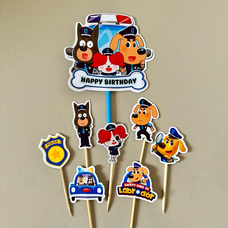 ท็อปเปอร์ LABADOR (LA-001) / ท็อปเปอร์เค้กตํารวจ LABADOR / เค้กตํารวจ TOPPER / LACPER POLICE CUPCAKE TOPPER / LAADOR POLICE CAKE DECORTATIONS / CHILDRENS