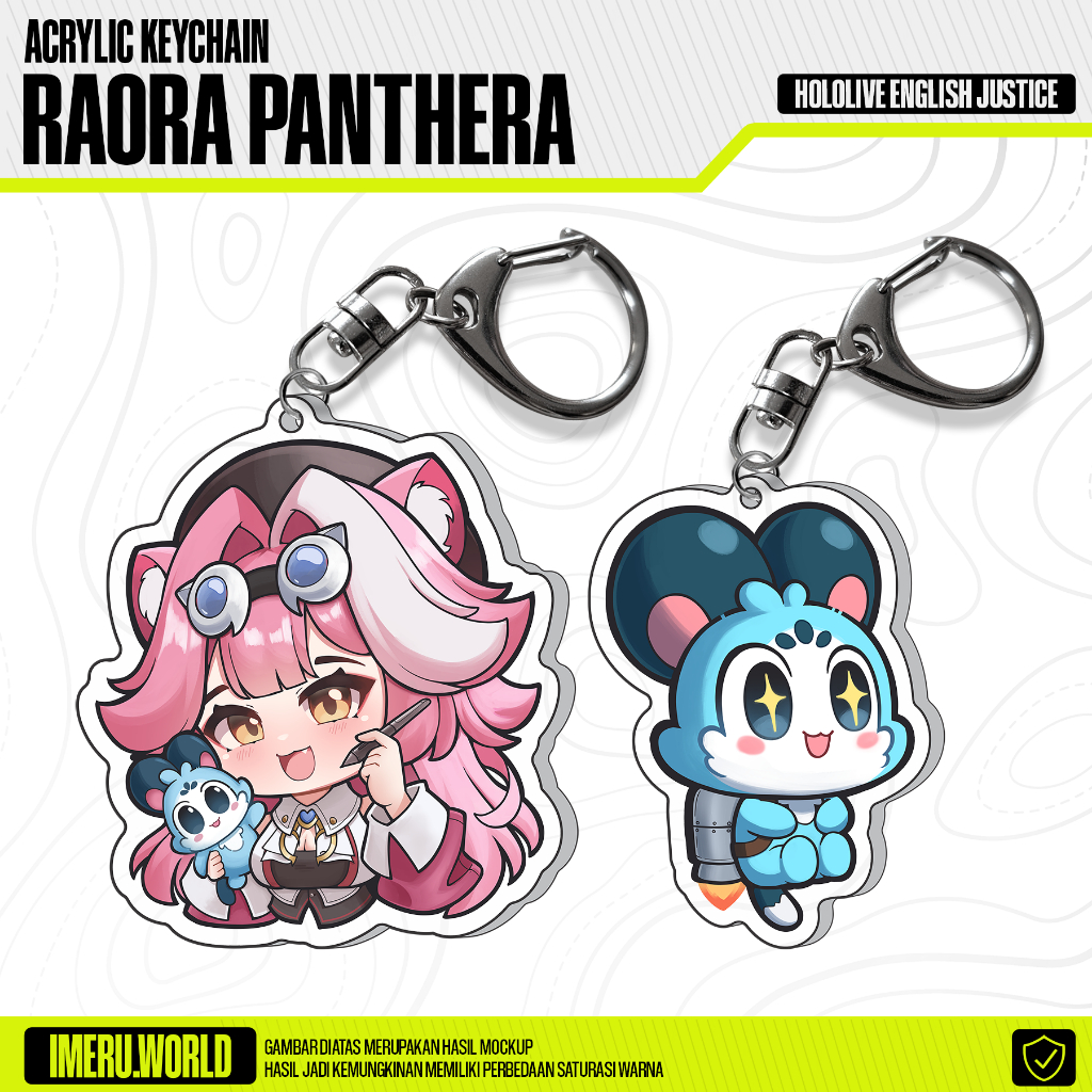 GANTUNGAN พวงกุญแจอะคริลิคพวงกุญแจอะนิเมะ Hololive ภาษาอังกฤษ Justice Raora Panthera