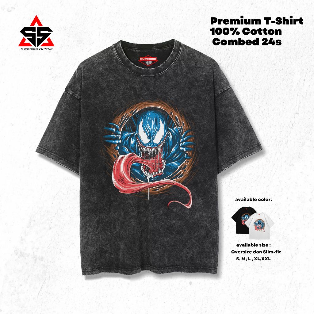 เสื้อยืด Superior VENOM เสื้อยืดล้างขนาดใหญ่ slimfit sandwash VENOM-15
