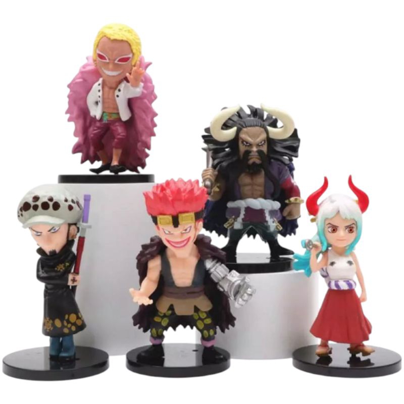 Action Figure Set 5 One Piece Anime Trafalgar Law Doflamingo Yamato Kaido Collection