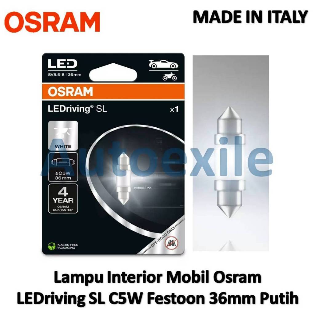 Osram LEDriving Standard Festoon 36mm 6000K Cool White Car LED เพดานภายใน Bright White