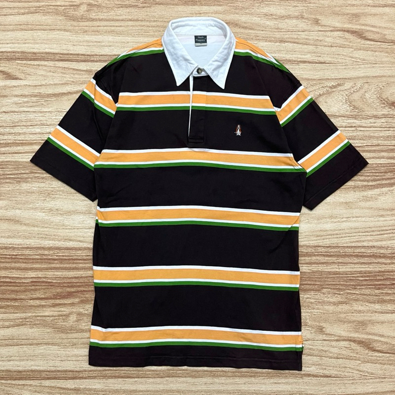 [หายาก] Polo Rugby HUSH PUPPIES Big Striped Brown (L)