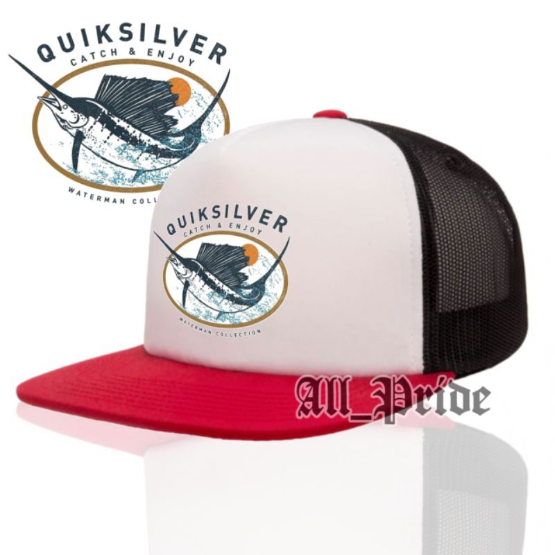 Quiksilver หมวก Snapback สุทธิ - หมวกเซิร์ฟ Trucker Snapback - แฟชั่นกลางแจ้ง ผู้ชายผู้หญิง หมวกชาวประมง Trucker Net Hat