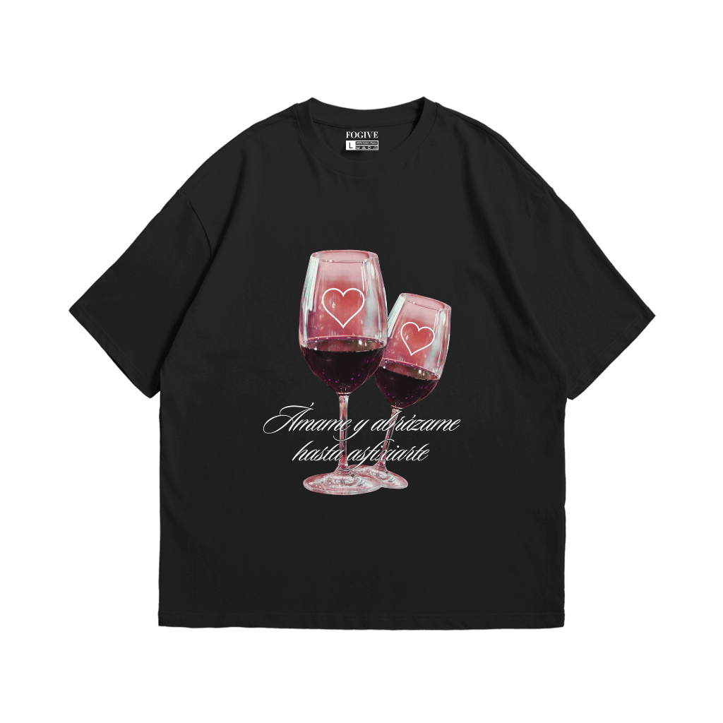 เสื้อยืดโอเวอร์ไซส์ FOGIVE เสื้อยืดโอเวอร์ไซส์สีดํา Amame