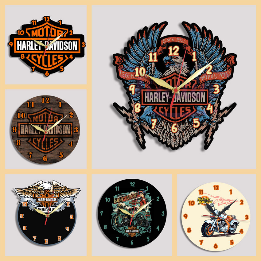 Harley Davidson Wall Clock โปสเตอร์โรงรถการประชุมเชิงปฏิบัติการรถจักรยานยนต์