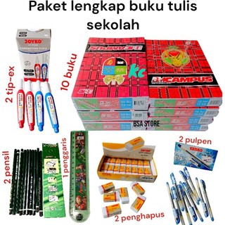 (PROMO) PAKET LENGKAP BUKU TULIS SEKOLAH PANJANG BESAR BMCAMPUS 1 PACK/ 10 BUKU ISI 36 LEMBAR FREE 2 PULPEN+ 2 PENGHAPUS+ 2 PENSIL+ 2 TIP -EX+ 1 PENGGARIS