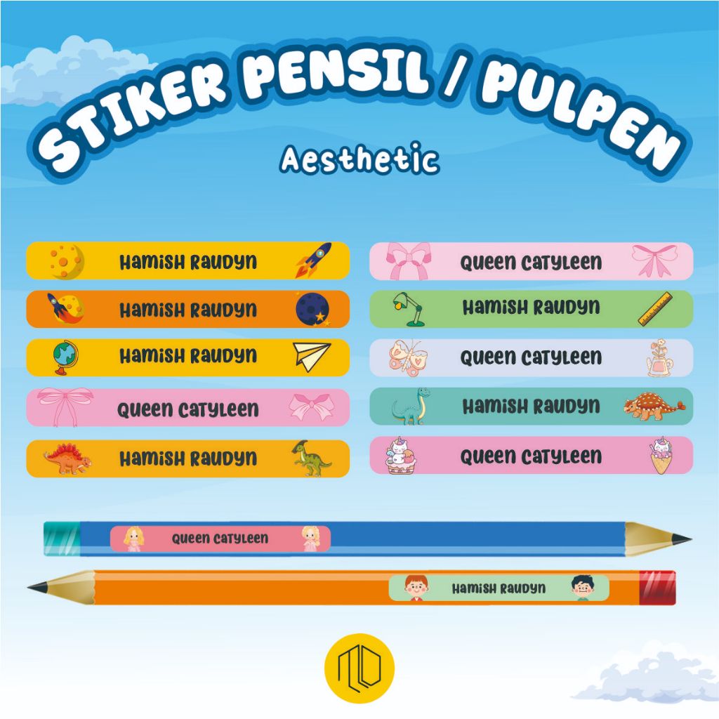(CONTENDTS 50 ชิ้น) CUSTOM NAME PENCIL STICKERS COQUETTE MOTIF PENCIL STICKERS / TATURASURYA MOTIF P