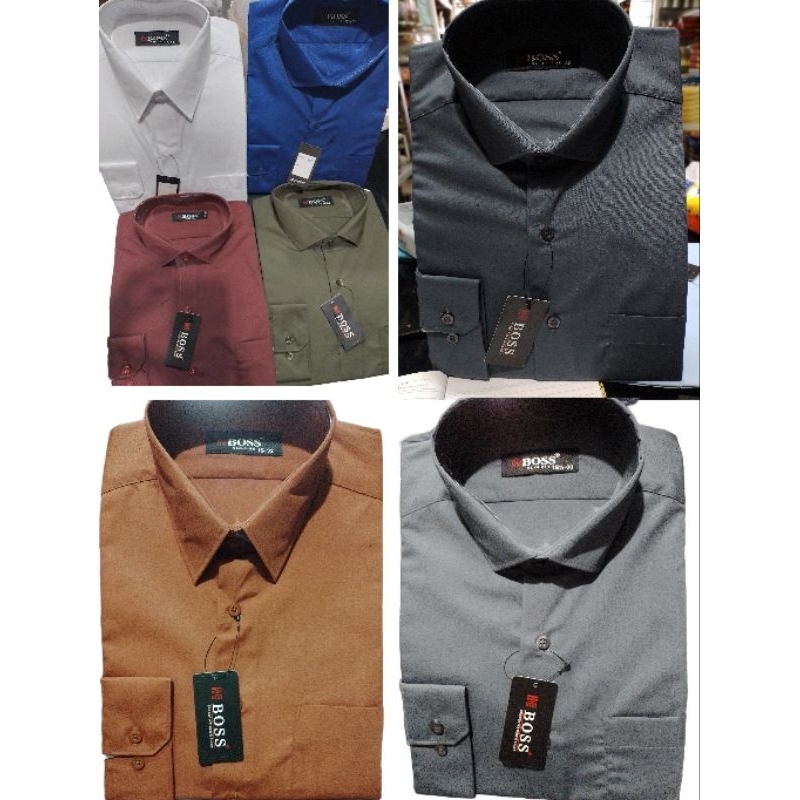 KEMEJA Original Regular Long Sleeve Boss Brand Plain Shirt