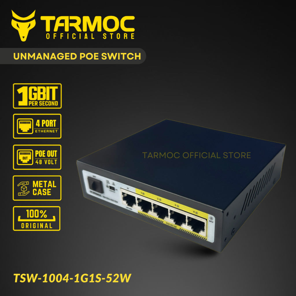 Tarmoc TSW-1004-1G-1S-52W | 4 พอร์ต Gigabit POE 802.3af/at POE Switch 52W