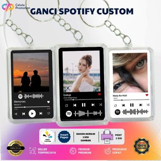 Ganci Gantungan Kunci Frame Spotify Keychain Akrilik bisa request album lagu  2 sisi cetak custom