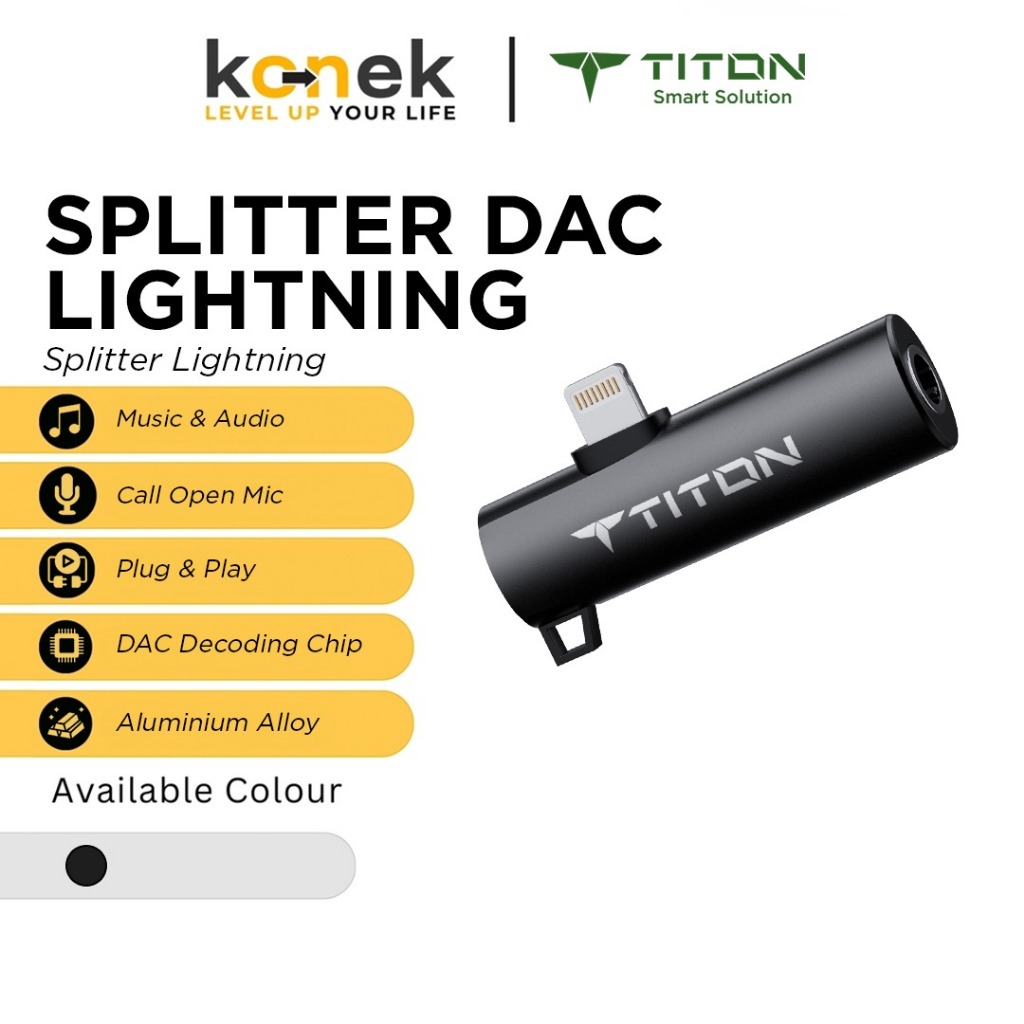 Titon Splitter Iphone Converter DAC ถึง 3.5 มม. การชาร์จเสียงเปิดไมค์ไม่มีบลูทูธ