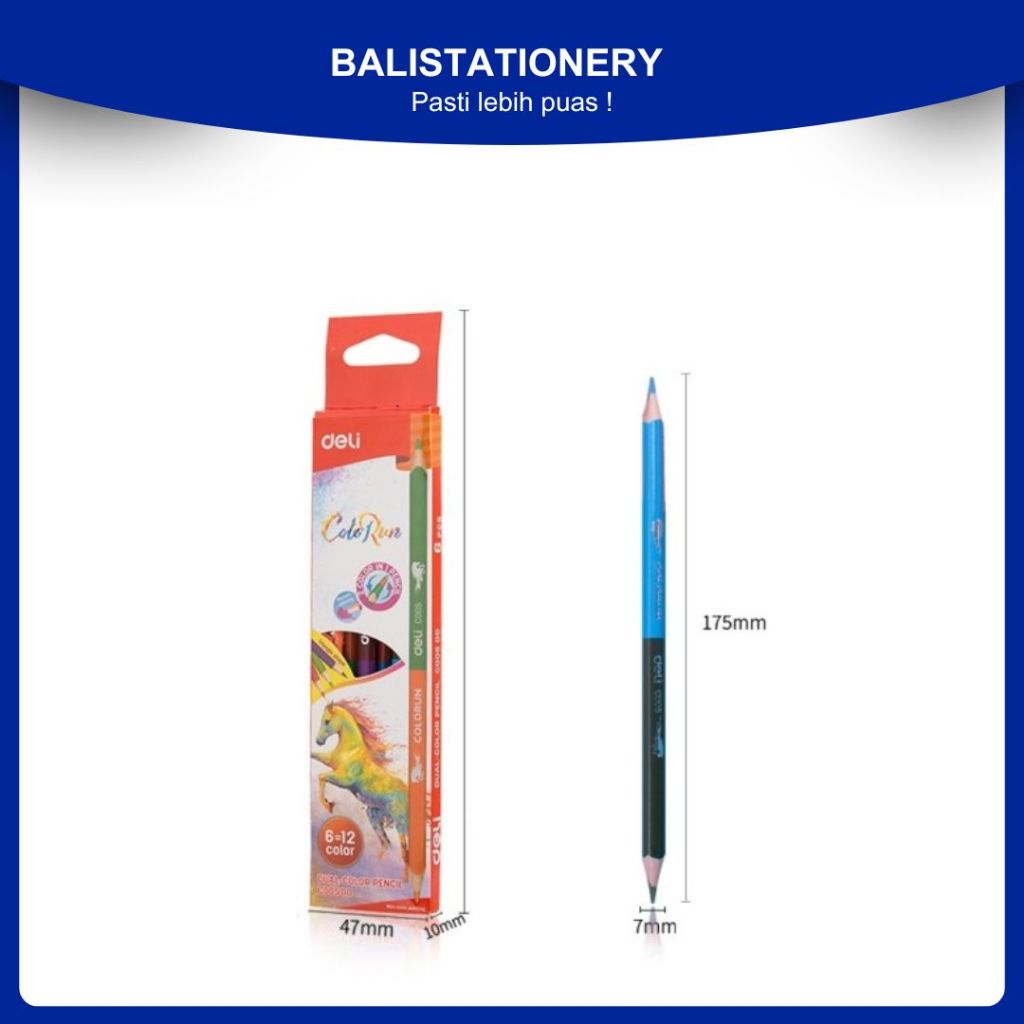 Deli Dual Color Pencil 6/12 Colours ดินสอคุณภาพตะกั่วสําหรับงานละเอียด EC00500