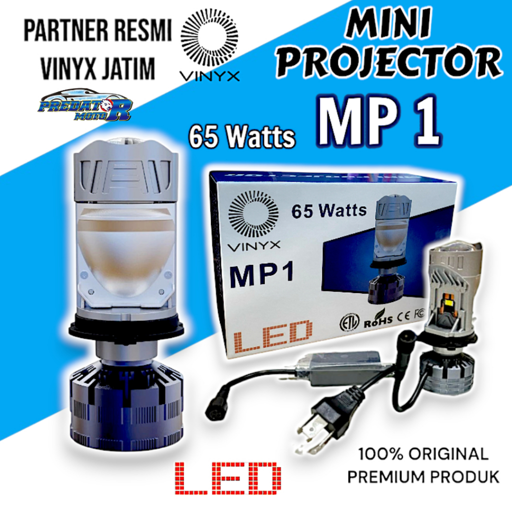 มินิโปรเจคเตอร์ MP1 MP2 หลอดไฟ LED Vinyx MP1 H4 65W โปรเจคเตอร์ H4 เลนส์ไฟหน้ารถรถจักรยานยนต์ไฟหน้าเ
