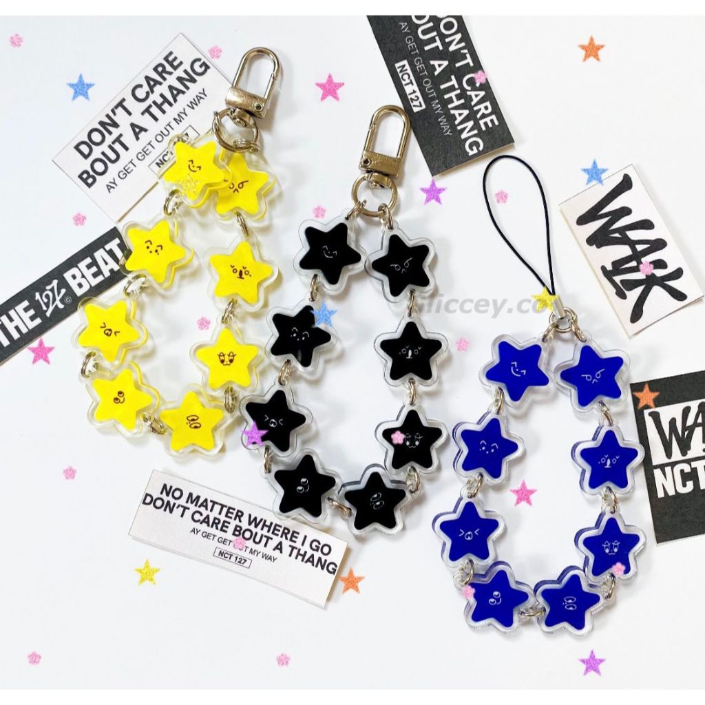 BAGCHARM KEYCHARM ACRYLIC PHONECHARM KEYCHARM BULGASARI สีดําสีเหลือง || NCT 127 BURNT STARFISH