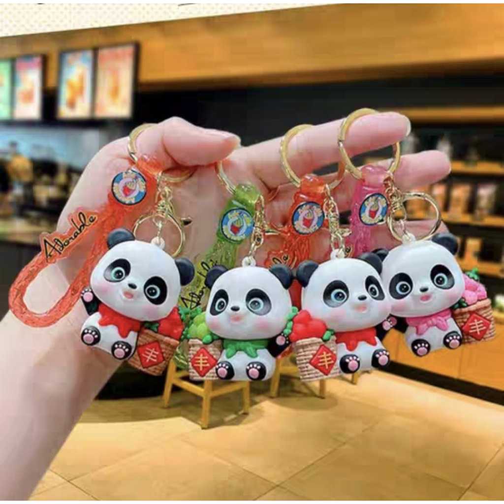 GANTUNGAN CARABION BAG KEYCHAIN CUTE PANDA KEYCHAIN CAR KEYCHAIN (ของสะสม)