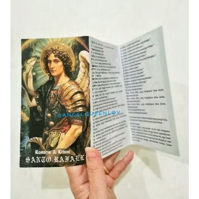 แผ่นสวดมนต์ลูกประคําและ Litani Santos Rafael / สวดมนต์ของ Santos Rafael / Pillar Caplets Santos Rafa