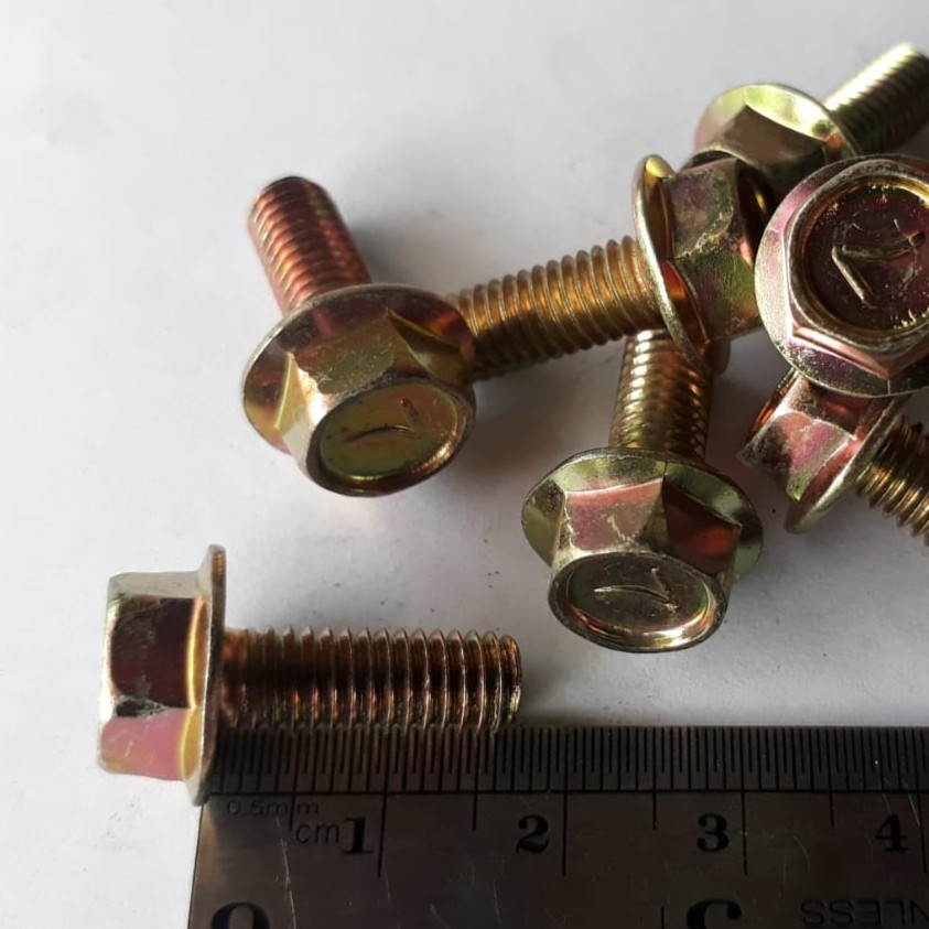 M6X16 สีเหลืองหมวก BOLT FLANGE BOLT M6 X 16 KEY 10 M6X15 M6 X 15 LENGTH 1.6 ซม.1.5 BAUD 6X16 6 X 16 