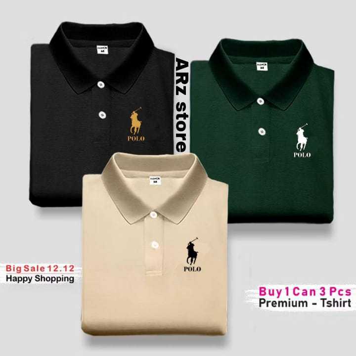 ซื้อ 1 แถม 3 ชิ้น เสื้อยืดคอปกโปโล (โลโก้ Tri 3 Polo) เสื้อยืดผู้ชาย Distro DM/L/XL/XXL Distro