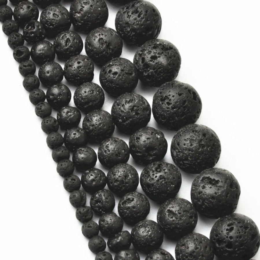 BLACK LAVA STONES NATURAL STONE BEADS / DIY NECKLACE BRACELET CRAFT STONES